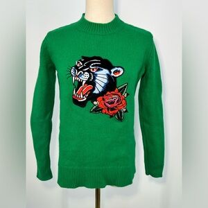Sandro Wool Panther Crewneck Sweater | Small